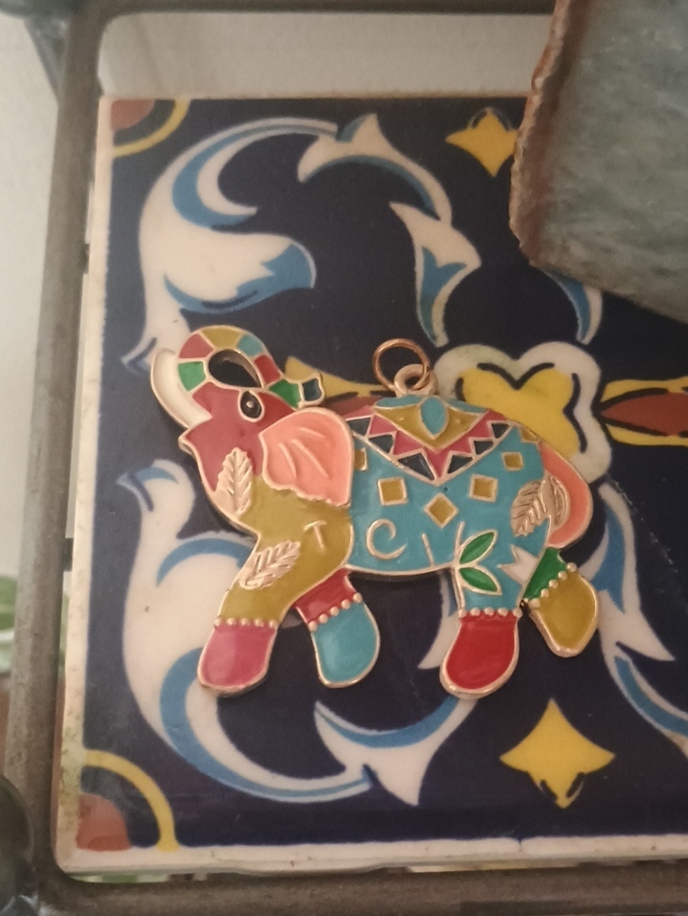 Multicolored Elephant Pendant